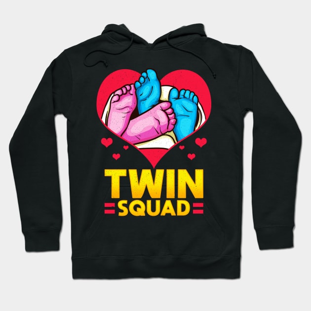 Cute Twin Squad Twinning Baby Feet Announcement Hoodie by theperfectpresents